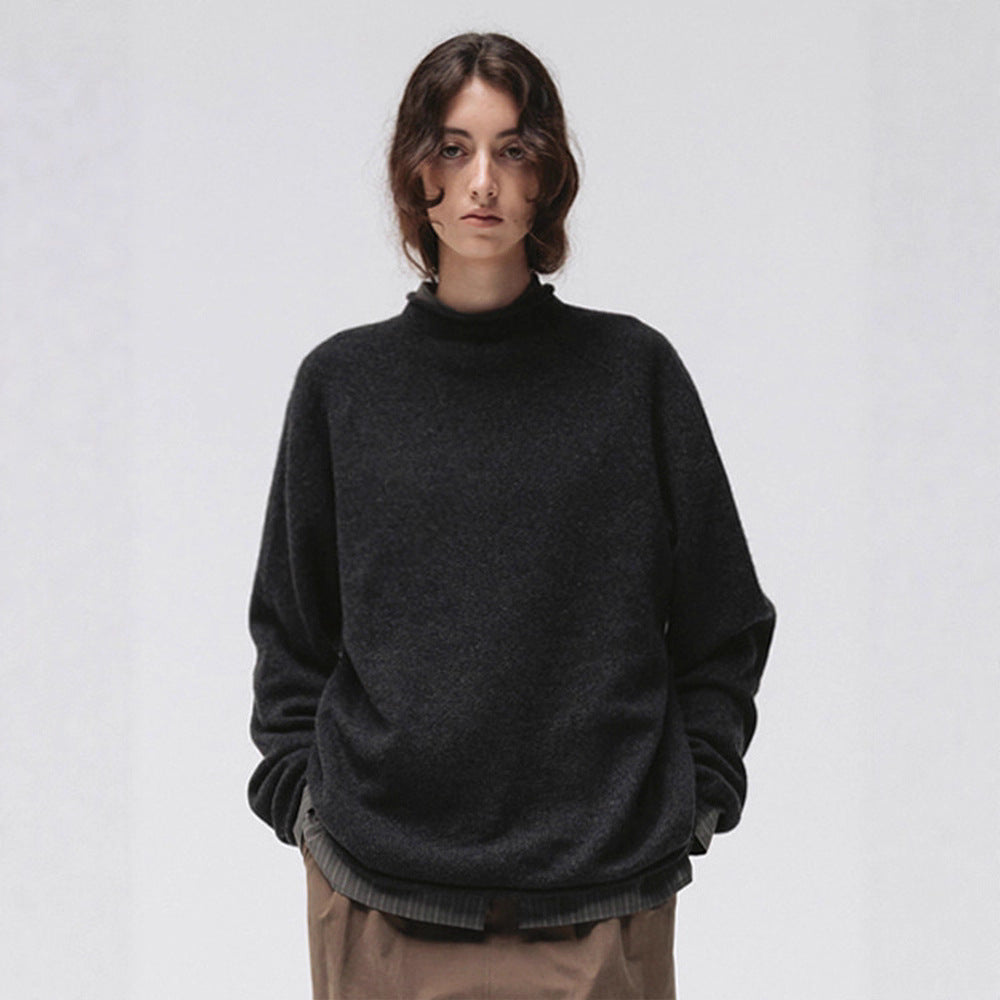Damen hoch geschnittener komfortabler Strickpullover Drune
