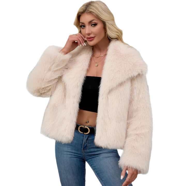 Damen Flauschige Kunstpelzjacke mit oversized Schnitt und voluminösen Ärmeln Drune