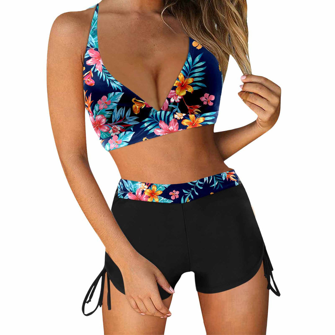 Damen Sportliches Bikini-Set mit modischem Hochbund und Seitenbindebändern Drune