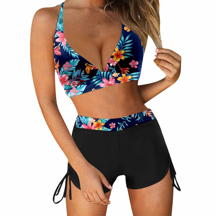 Damen Sportliches Bikini-Set mit modischem Hochbund und Seitenbindebändern Drune