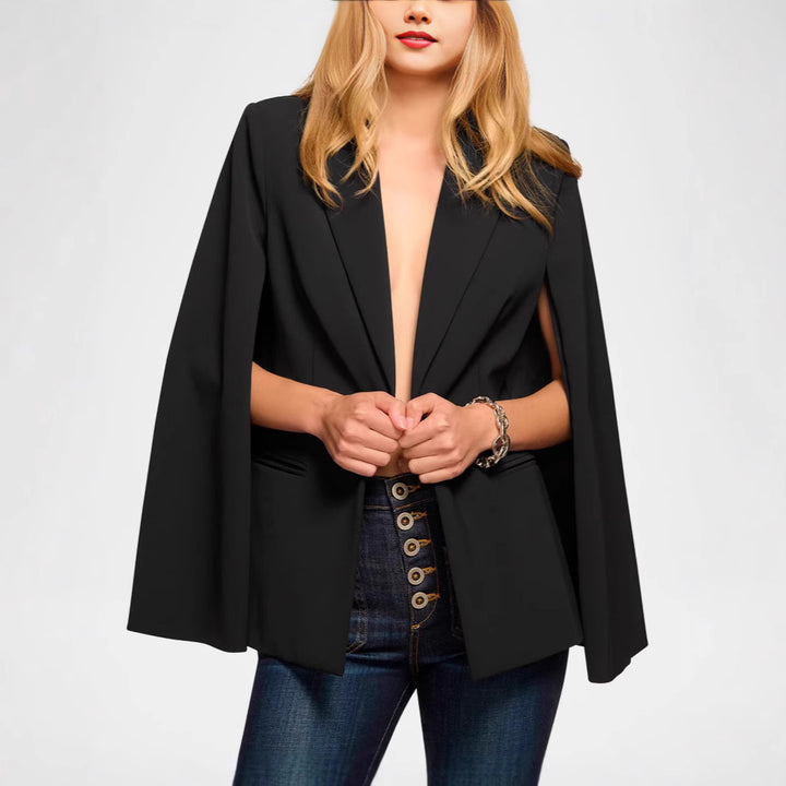 Damen Cape-Blazer mit Schlitzärmeln und tailliertem Ein-Knopf-Verschluss Drune