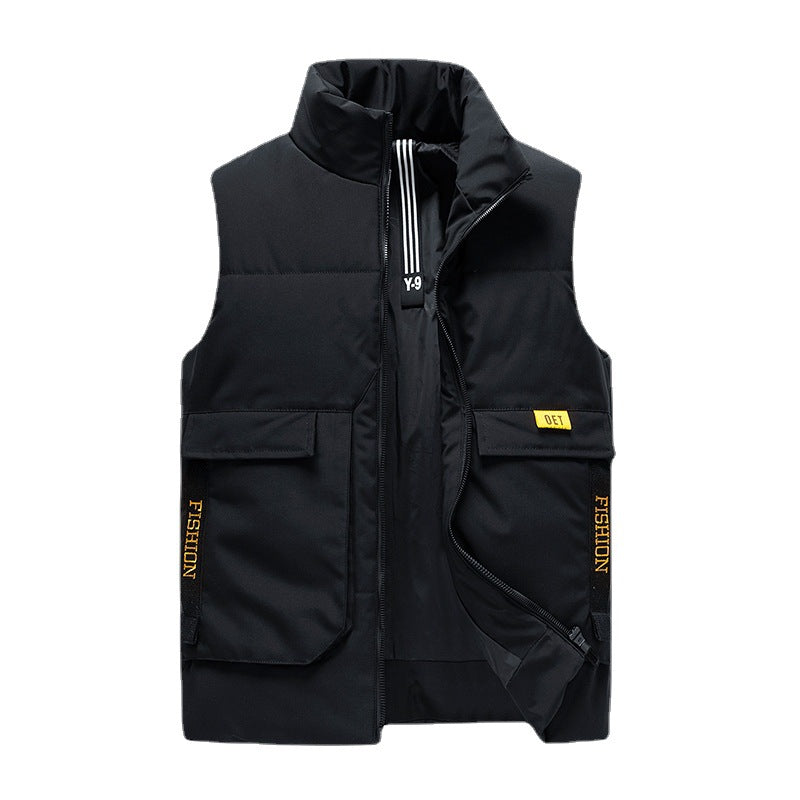 Herren Isolierte Outdoorweste mit hohem Stehkragen, Multifunktionstaschen und markanten Webbändern Drune