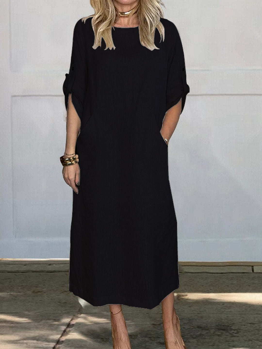 Damen Midikleid mit praktischen Taschen und lässigem Schnitt Drune