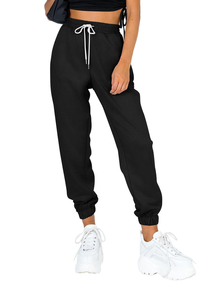 Damen bequeme Sweatpants mit elastischem Bund und Taschen Drune
