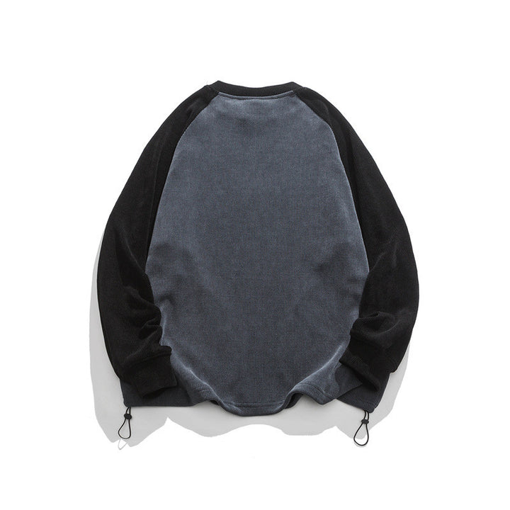Unisex Oversize Cord-Sweatshirt mit Raglanärmeln, Kängurutaschen und Tunnelzugsaum Drune