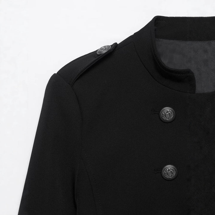 Damen Doppelreihige Militärjacke mit Stehkragen Drune