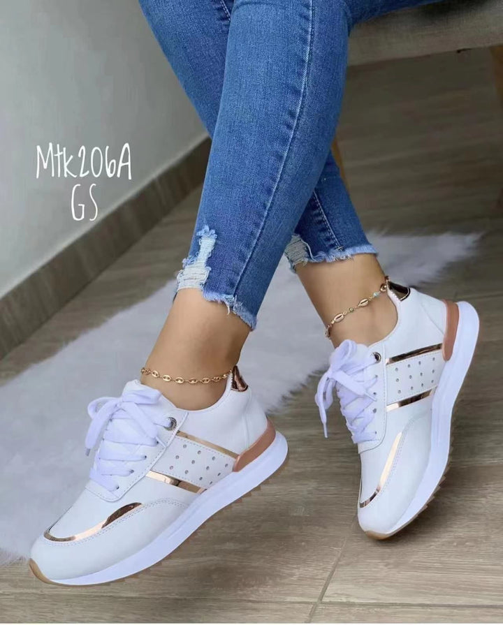 Damen Trendige Plateau-Sneaker mit Metallic-Akzenten und gepolsterter Komfortsohle Drune