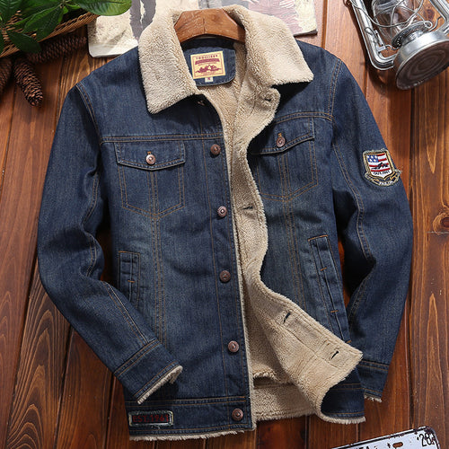 Herren Thermo-Jeans-Truckerjacke mit Teddyfutter und sherpaähnlicher Innenlage Drune