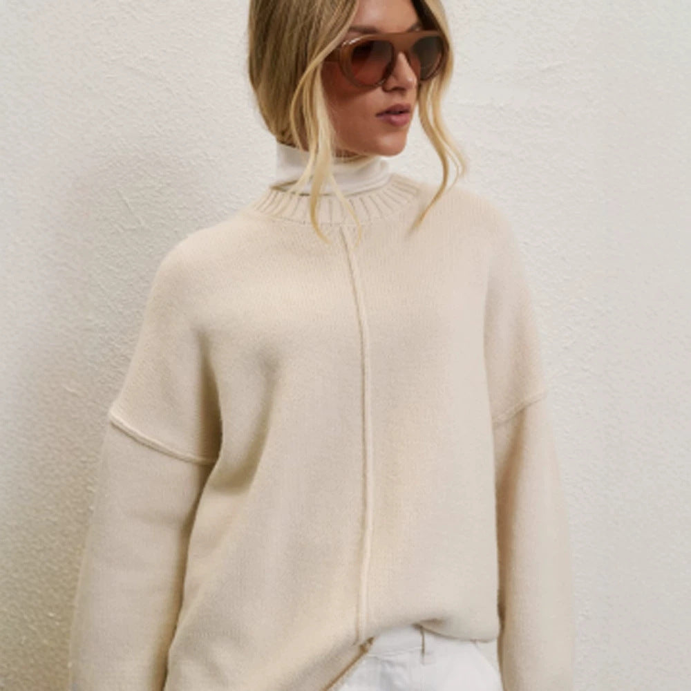 Damen Oversized Rollkragenpullover mit verdeckter Mittelnaht Drune