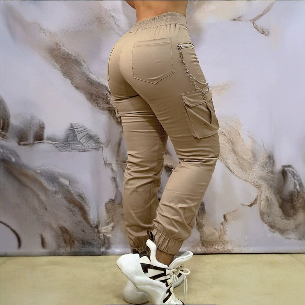 Damen Cargo-Hose mit modischen Elementen und elastischen Bündchen Drune