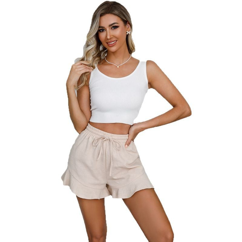 Damen Verspielte Rüschen-Sommer-Shorts Drune