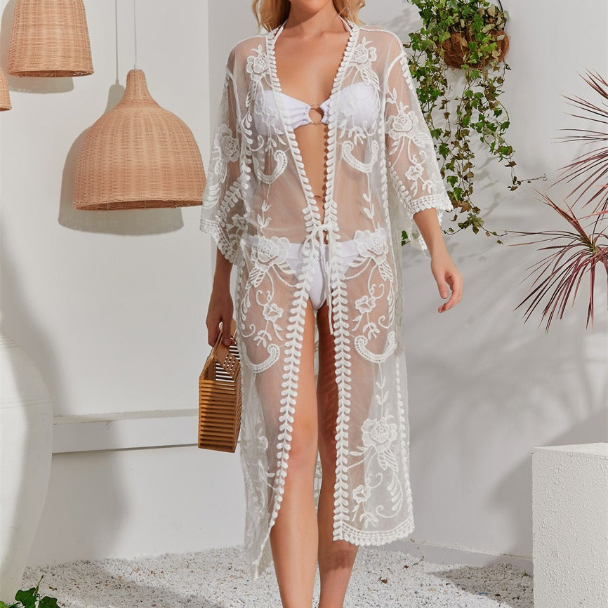 Damen Häkel-Strandüberwurf mit floralem Muster Drune