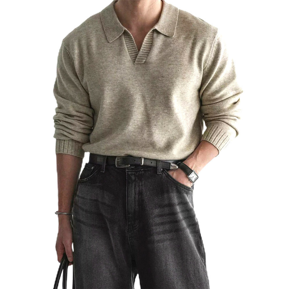 Herren Modischer Grobstrickpullover mit Stehkragen Drune