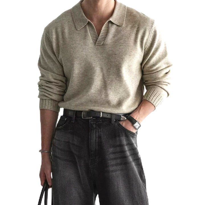 Herren Modischer Grobstrickpullover mit Stehkragen Drune