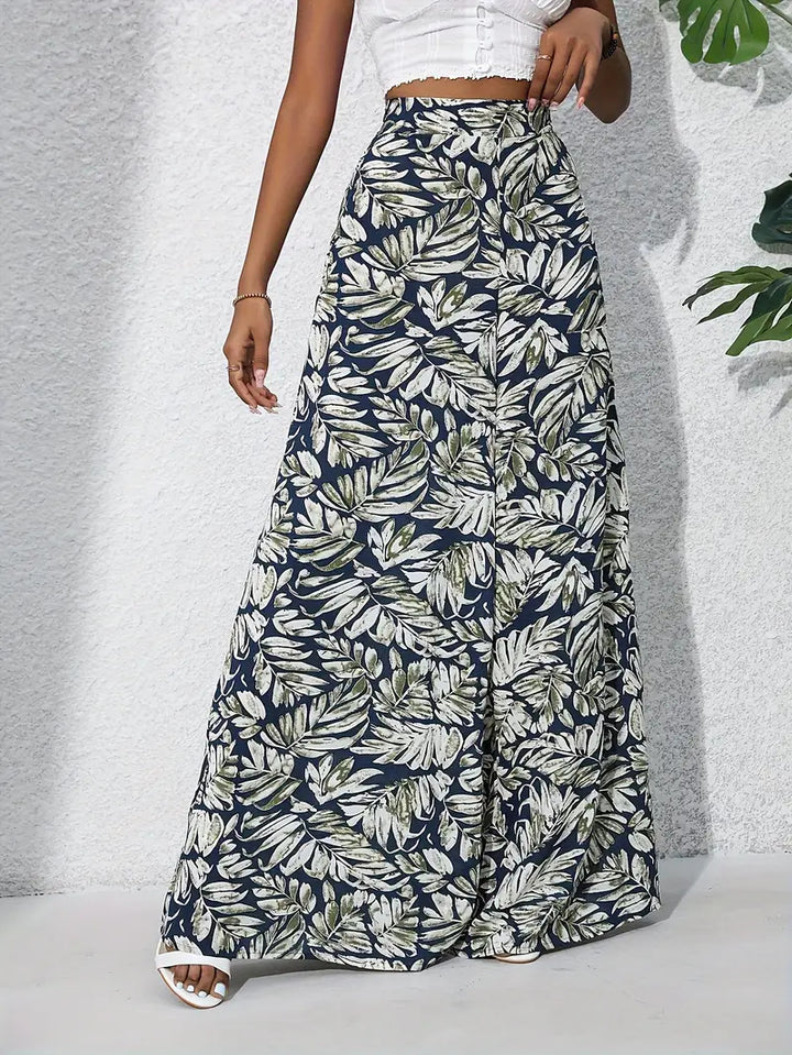Damen Maxi-Rock mit tropischem Blattmuster Drune