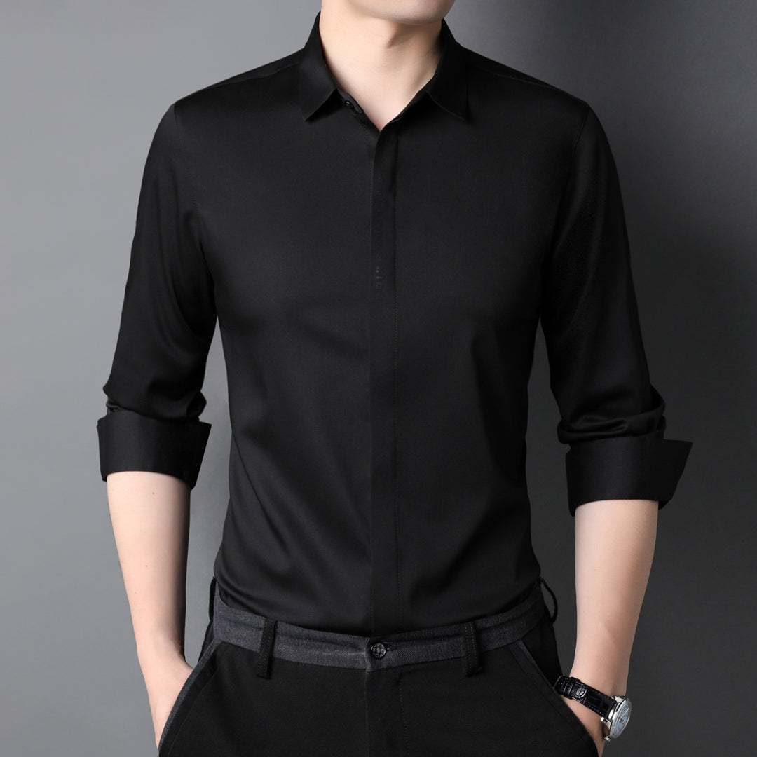 Herren Elegantes Langarmhemd aus hochwertigem, atmungsaktivem Gewebe Drune
