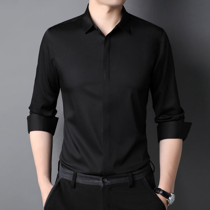 Herren Elegantes Langarmhemd aus hochwertigem, atmungsaktivem Gewebe Drune