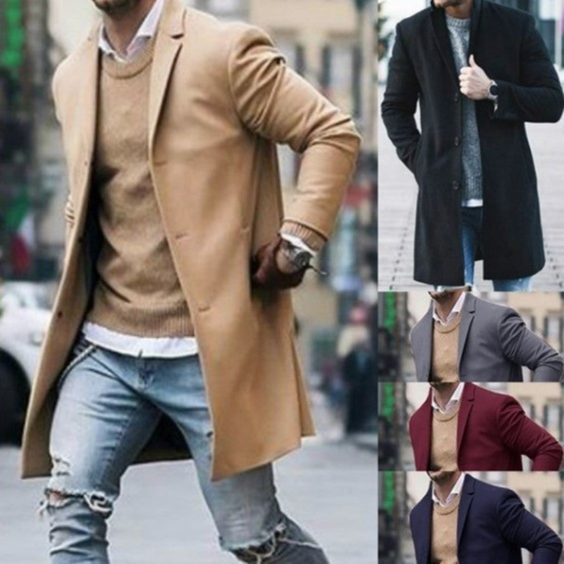 Herren eleganter und lässiger Langmantel aus hochwertigem Material Drune