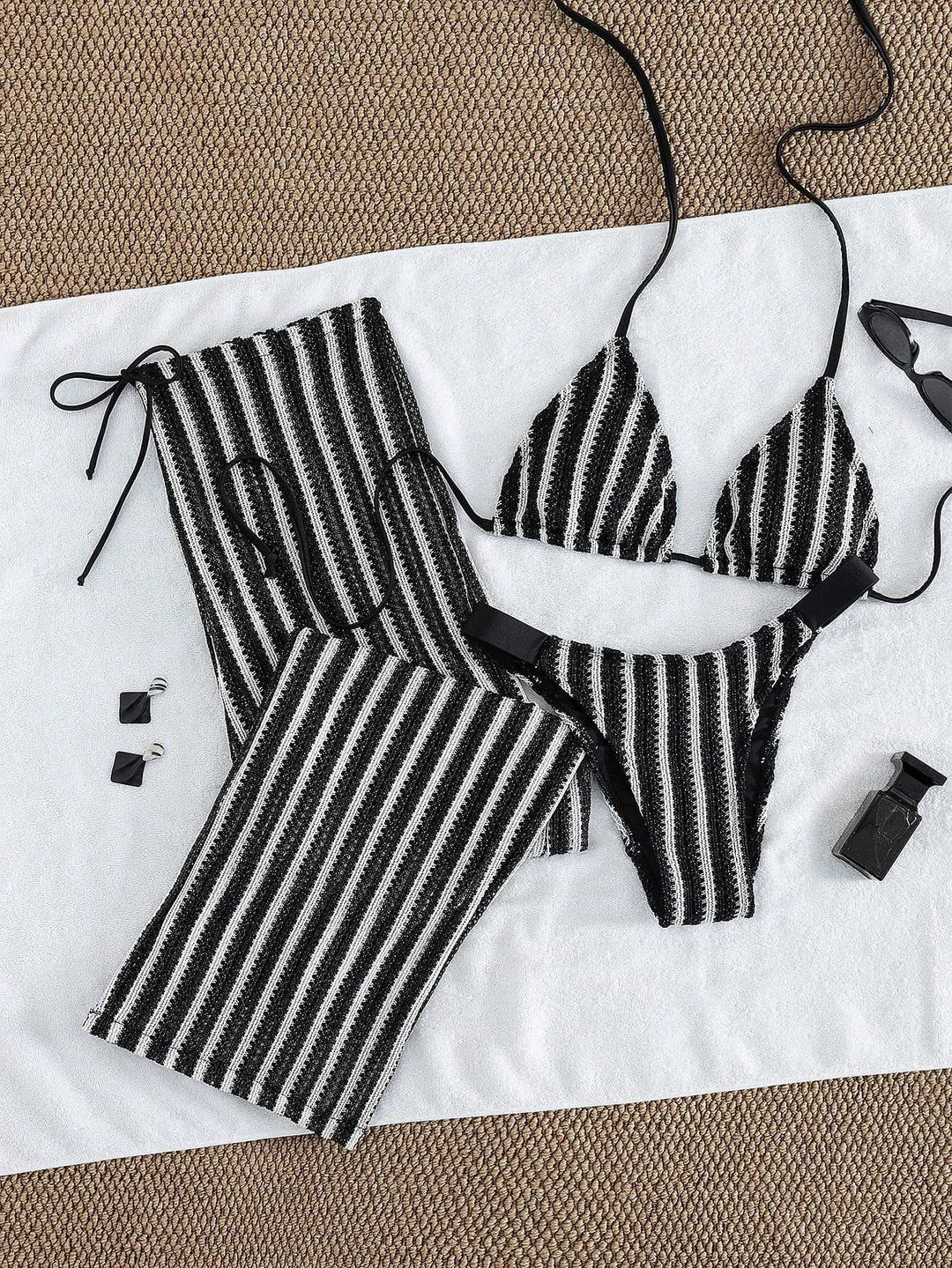 Damen Triangel-Bikini-Set mit modischem Wickeltuch Drune