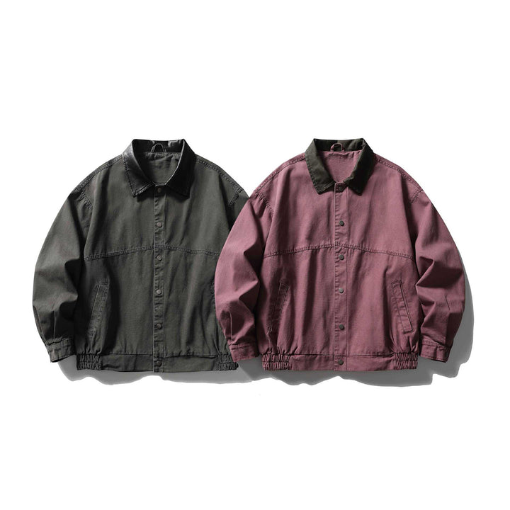 Herren kastig geschnittener Canvas‑Blouson mit kontrastierendem Lederkragen und elastischem Saum Drune