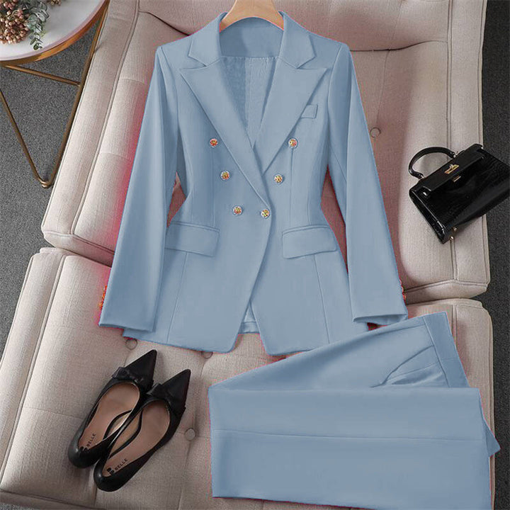 Damen Modischer Doppelreiher Blazer mit eleganten Details Drune