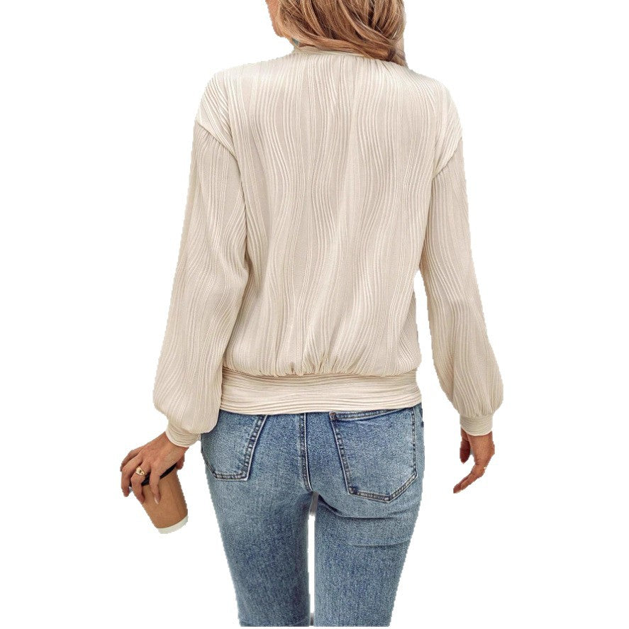 Damen lässiges Sweatshirt mit strukturiertem Stoff und elastischen Bündchen Drune