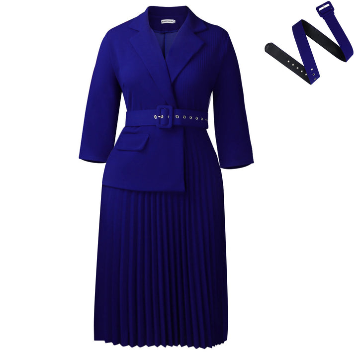 Damen Plissee Blazer-Kleid mit gleichzeitigem Taillengürtel Drune