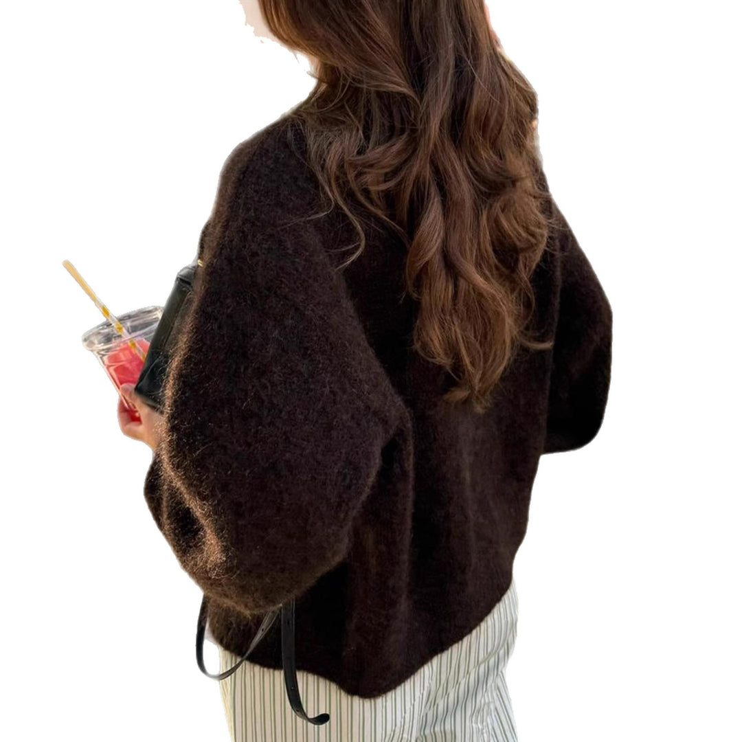 Damen kuschelige Strickjacke mit Oversize-Schnitt und Hornoptik-Knöpfen Drune