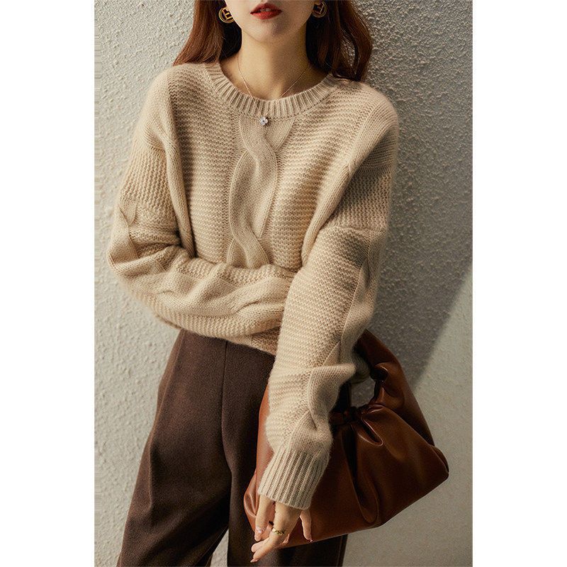 Damen Kuscheliger Strickpullover mit strukturiertem Muster Drune