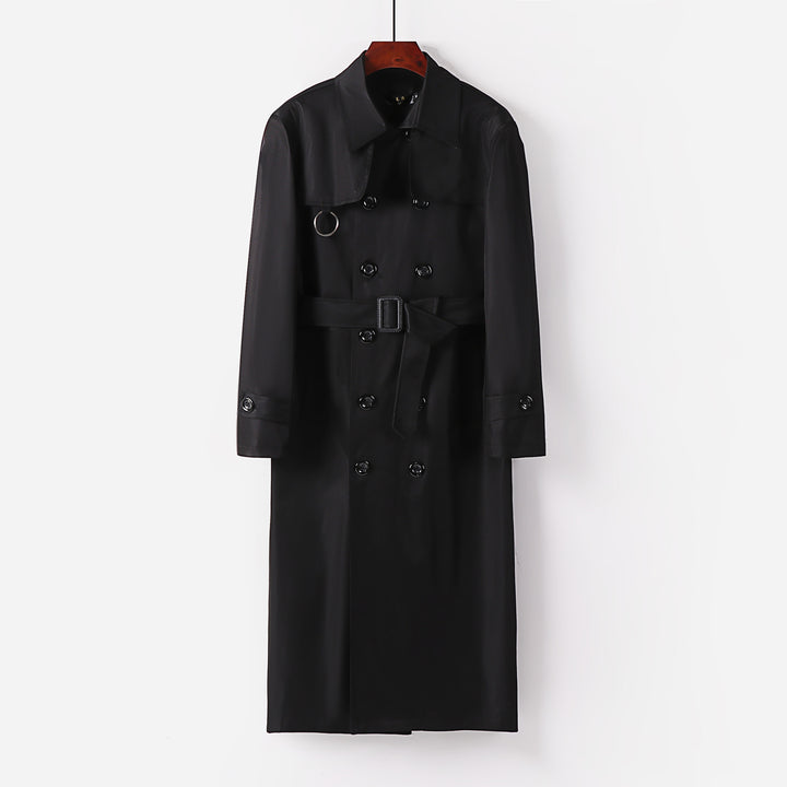 Herren Doppelreihiger Leichter Trenchcoat mit Taillengürtel Drune