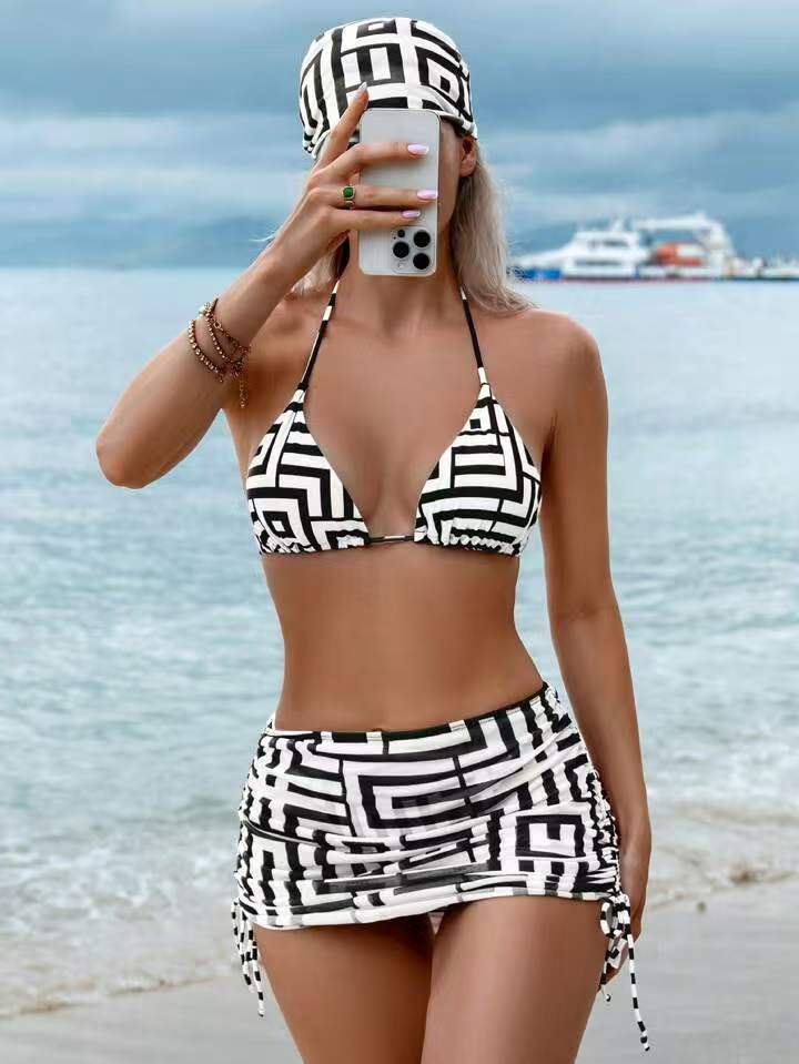 Damen Bikini-Set mit herausnehmbarem Bustier-Oberteil und verstellbarem Wickelrock Drune