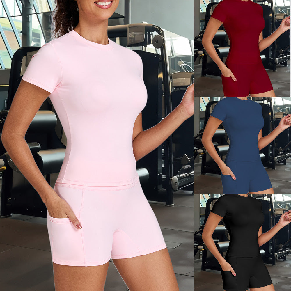 Damen Funktionale Sport-Shorts mit seitlichen Taschen und hohem Bund Drune