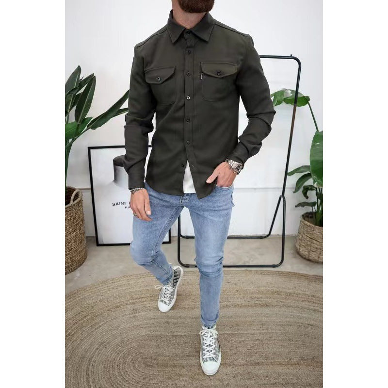 Herren Hemdjacke mit Brusttaschen und taillierter Passform Drune
