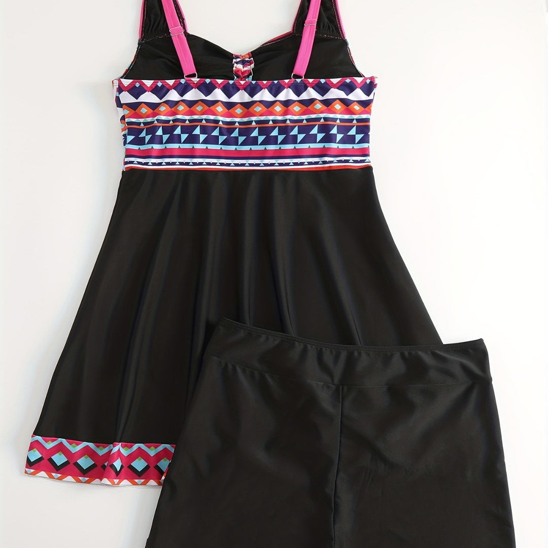 Damen Sportliches Badeanzug-Set mit modischem Oberteil und Shorts Drune