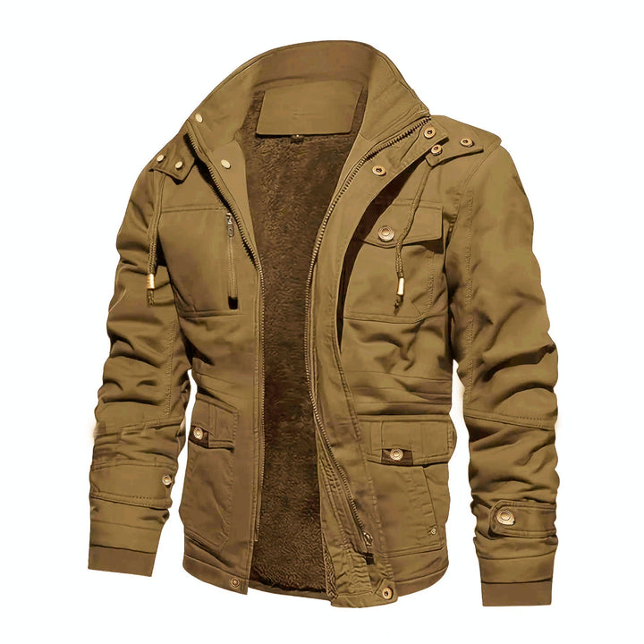 Herren Thermo-Feldjacke mit Teddyfutter, Kapuze und Mehrfachtaschen Drune