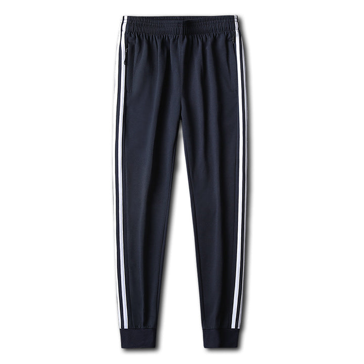 Herren Slim-Fit Trackhose mit seitlichen Kontraststreifen, Reißverschlusstaschen und elastischem Bund Drune