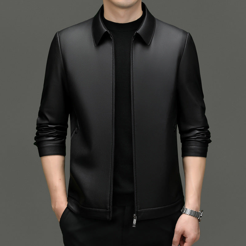 Herren Kunstlederjacke mit modernem Schnitt und feiner Textur Drune