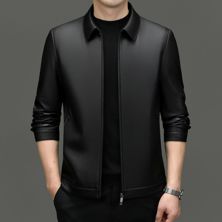 Herren Kunstlederjacke mit modernem Schnitt und feiner Textur Drune