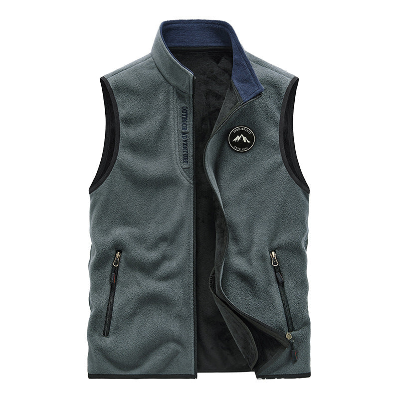 Herren Fleece Outdoorweste mit hochschließendem Kragen und zwei Reißverschlusstaschen Drune