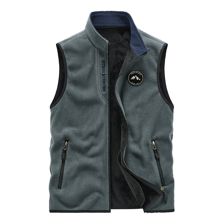 Herren Fleece Outdoorweste mit hochschließendem Kragen und zwei Reißverschlusstaschen Drune