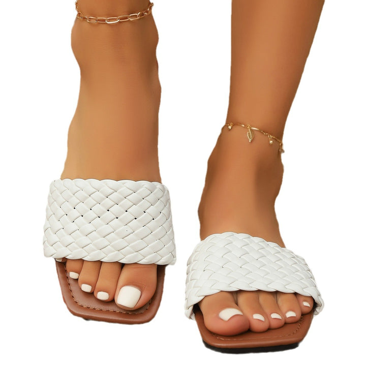 Damen Gewebte Riemchensandalen mit Gepolstertem Fußbett Drune