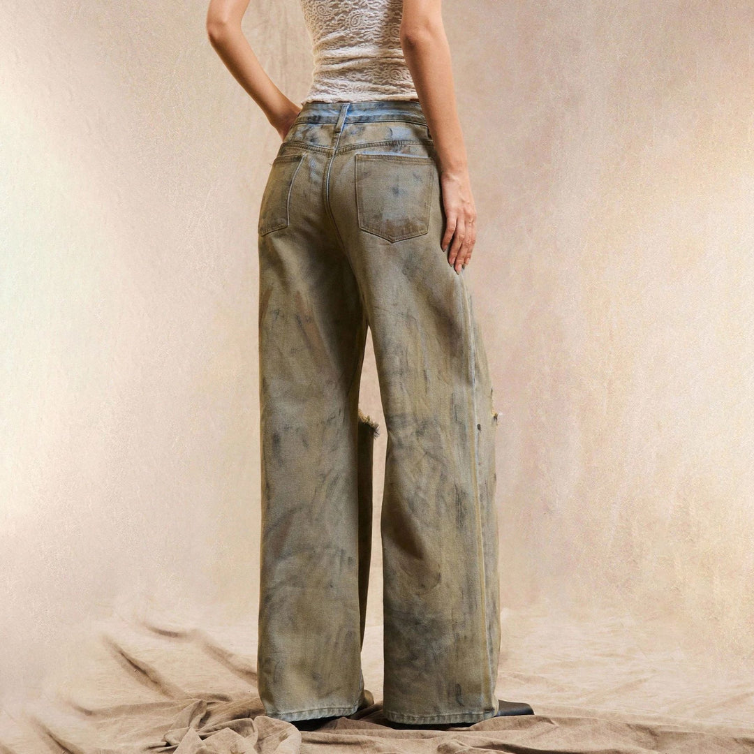 Damen Weite Jeans mit modischen Destroyed-Details und lässigem Schnitt Drune