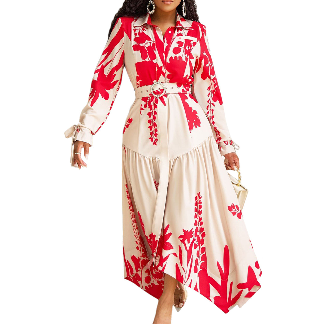 Damen Hemdkleid mit Rüschen und modischem Gürteldetail Drune
