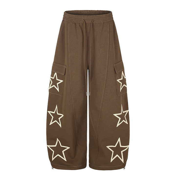 Damen Weite Cargo-Sweathose mit Sternapplikationen und Tunnelzugbund Drune