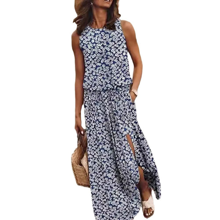 Damen Maxikleid mit floralem Schnitt und bequemen Taschen Drune