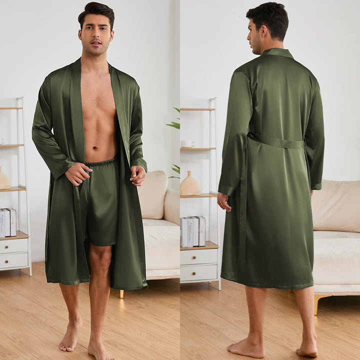 Herren Satin Morgenmantel mit luxuriösem Finish und praktischen Taschen Drune