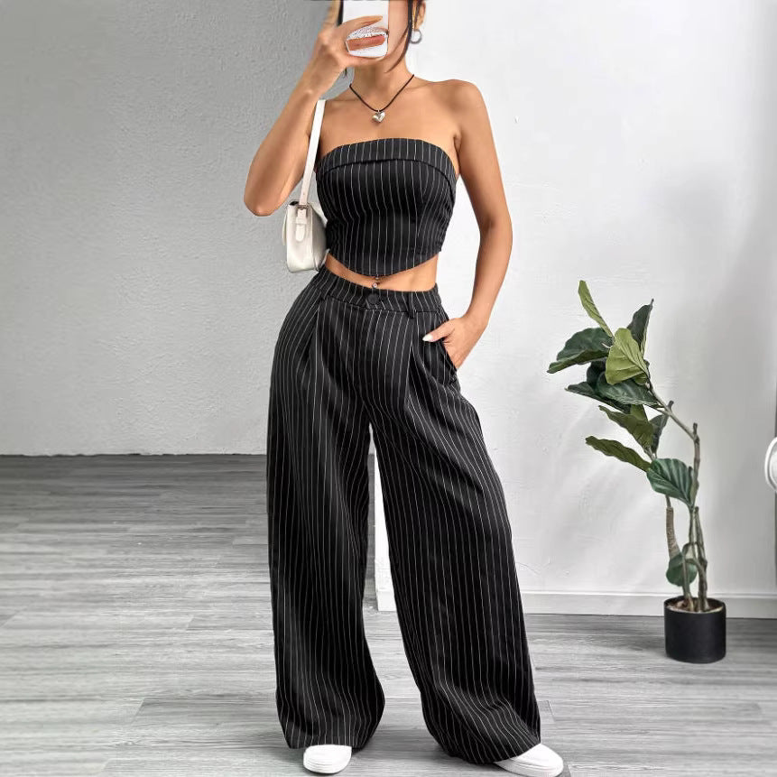 Damen elegantes und luftiges Set mit Streifenmuster Drune