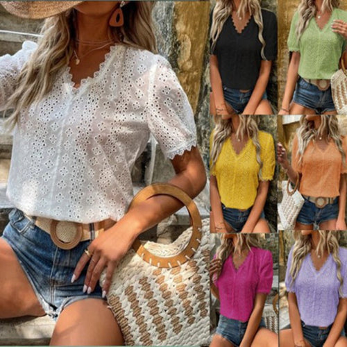 Damen Bluse mit Lochstickerei Drune