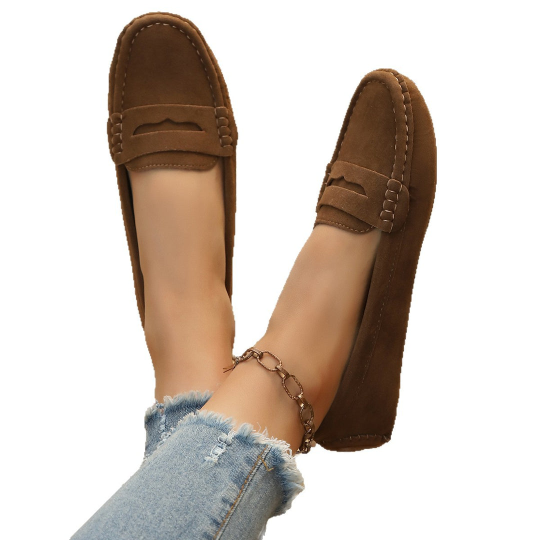 Damen nan klassische Penny-Loafer aus weichem Kunstleder mit gesteppter Rahmennaht und gepolsterter Komfortinnensohle Drune