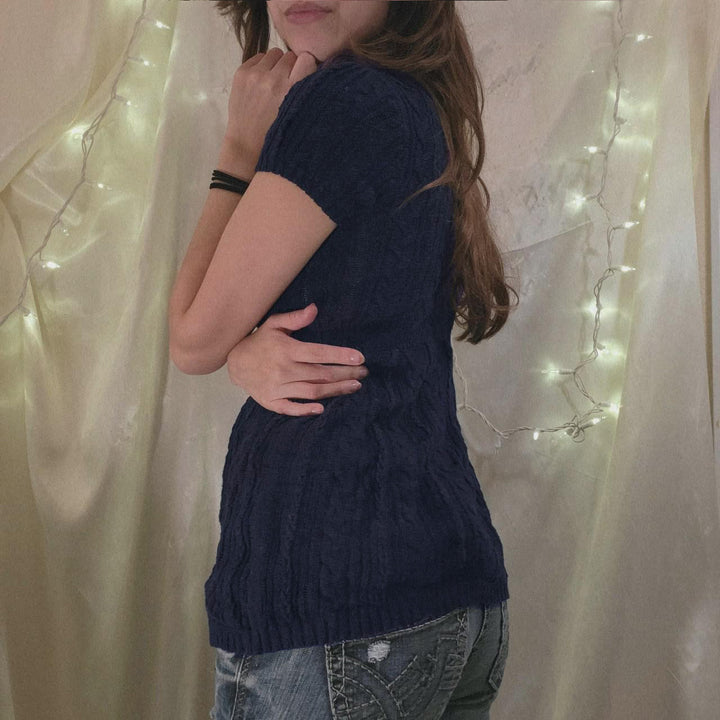 Damen Strickoberteil mit feinem Zopfdesign und breiten Ärmeln Drune